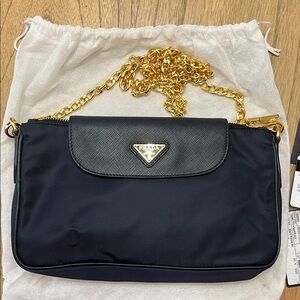 (SOLD)Tessuto Nylon Saffiano Crossbody Bag navy blue